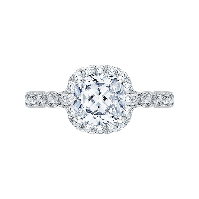 Shah Luxury 14K Two-Tone Gold Cushion Diamond Halo Engagement Ring (Semi-Mount)