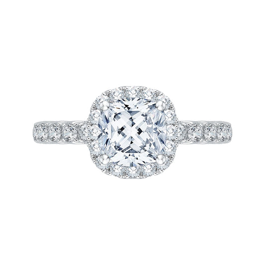 Shah Luxury 14K Two-Tone Gold Cushion Diamond Halo Engagement Ring (Semi-Mount)