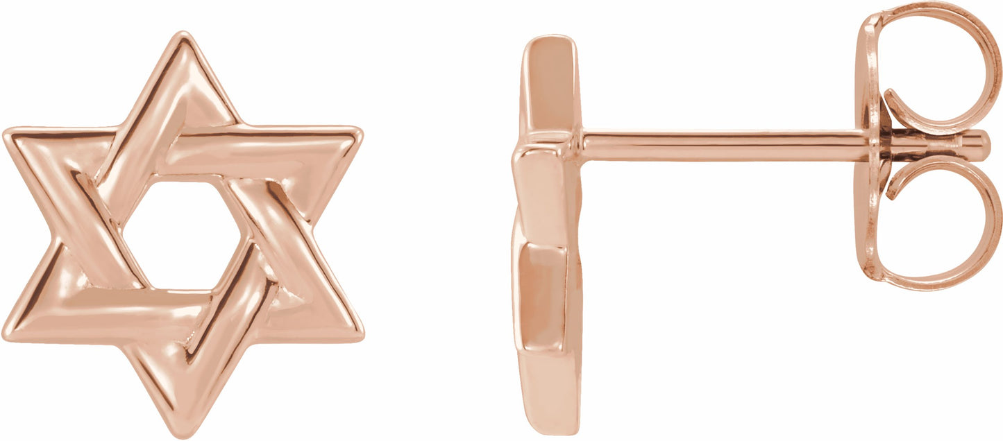 14K Rose Star of David Earrings