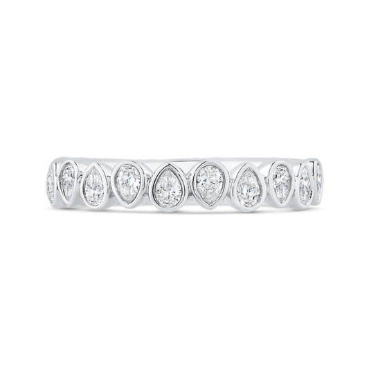 Shah Luxury 14K White Gold Round Cut Diamond Wedding Band