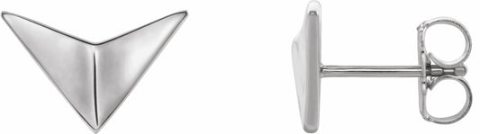 14K White Geometric Earrings