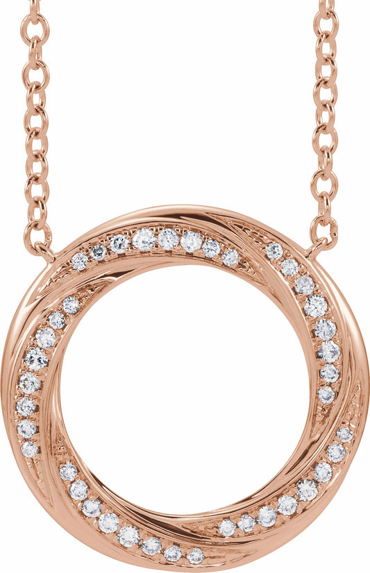 14K Rose 1/5 CTW Diamond Circle 16-18 Necklace