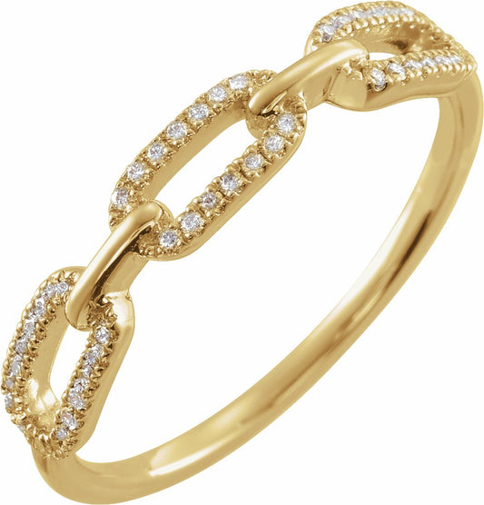 14K Yellow 1/6 CTW Diamond Chain Link Ring