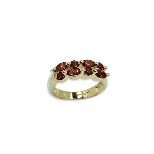14K Yellow Gold Double Linear Garnet Ring