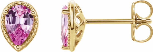 14K Yellow Pink Sapphire Earrings