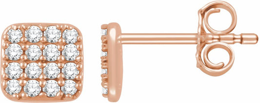 14K Rose 1/5 CTW Diamond Square Cluster Earrings