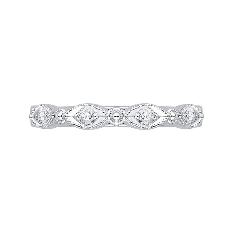 Shah Luxury 14K White Gold Round Diamond Wedding Band