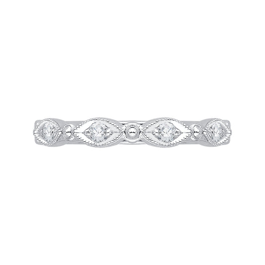 Shah Luxury 14K White Gold Round Diamond Wedding Band