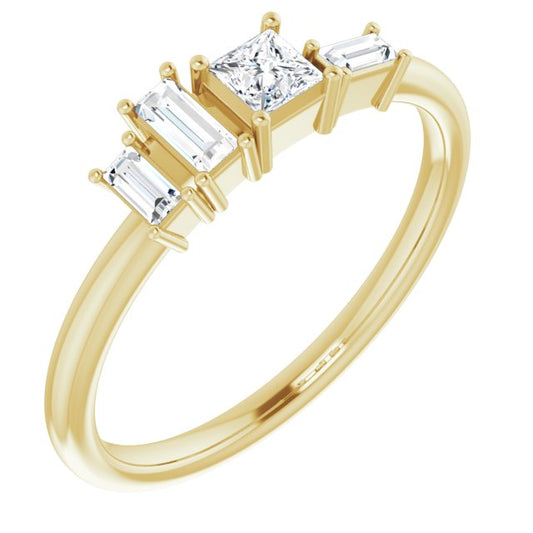 14K Yellow 1/4 CTW Diamond Stackable Geometric Ring