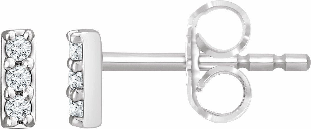 14K White .05 CTW Diamond Bar Earrings