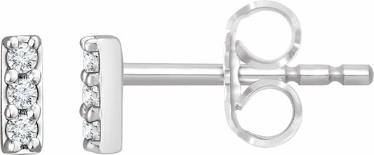 14K White .05 CTW Diamond Bar Earrings