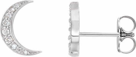 14K White 1/10 CTW Diamond Crescent Moon Earrings