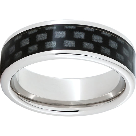 Serinium Pipe Cut Band with Black Carbon Fiber Inlay
