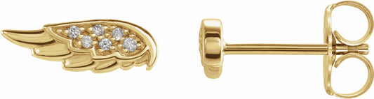 14K Yellow .03 CTW Diamond Angel Wing Earrings