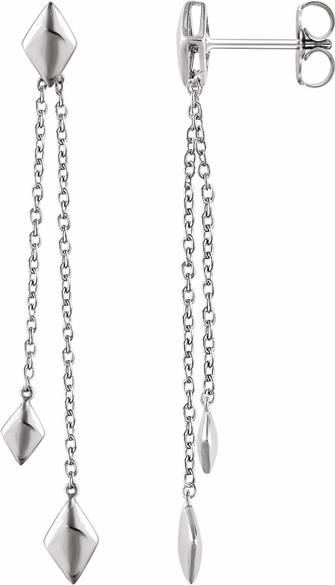 14K White Chain Earrings