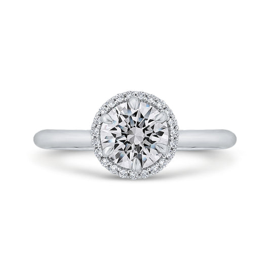 Shah Luxury 14K White Gold Round Cut Diamond Halo Engagement Ring (Semi-Mount)
