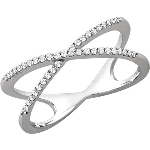 14k White Gold Stuller Diamond Criss Cross Ring