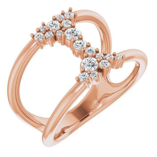 14K Rose 1/3 CTW Diamond Negative Space Ring