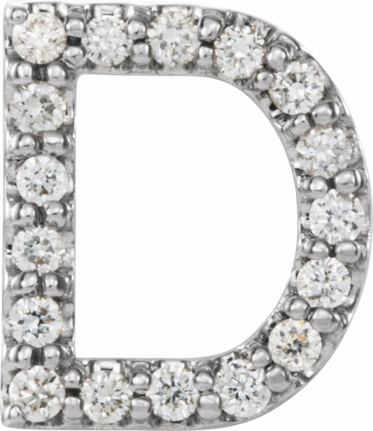 14K White .06 CTW Diamond Single Initial D Earring