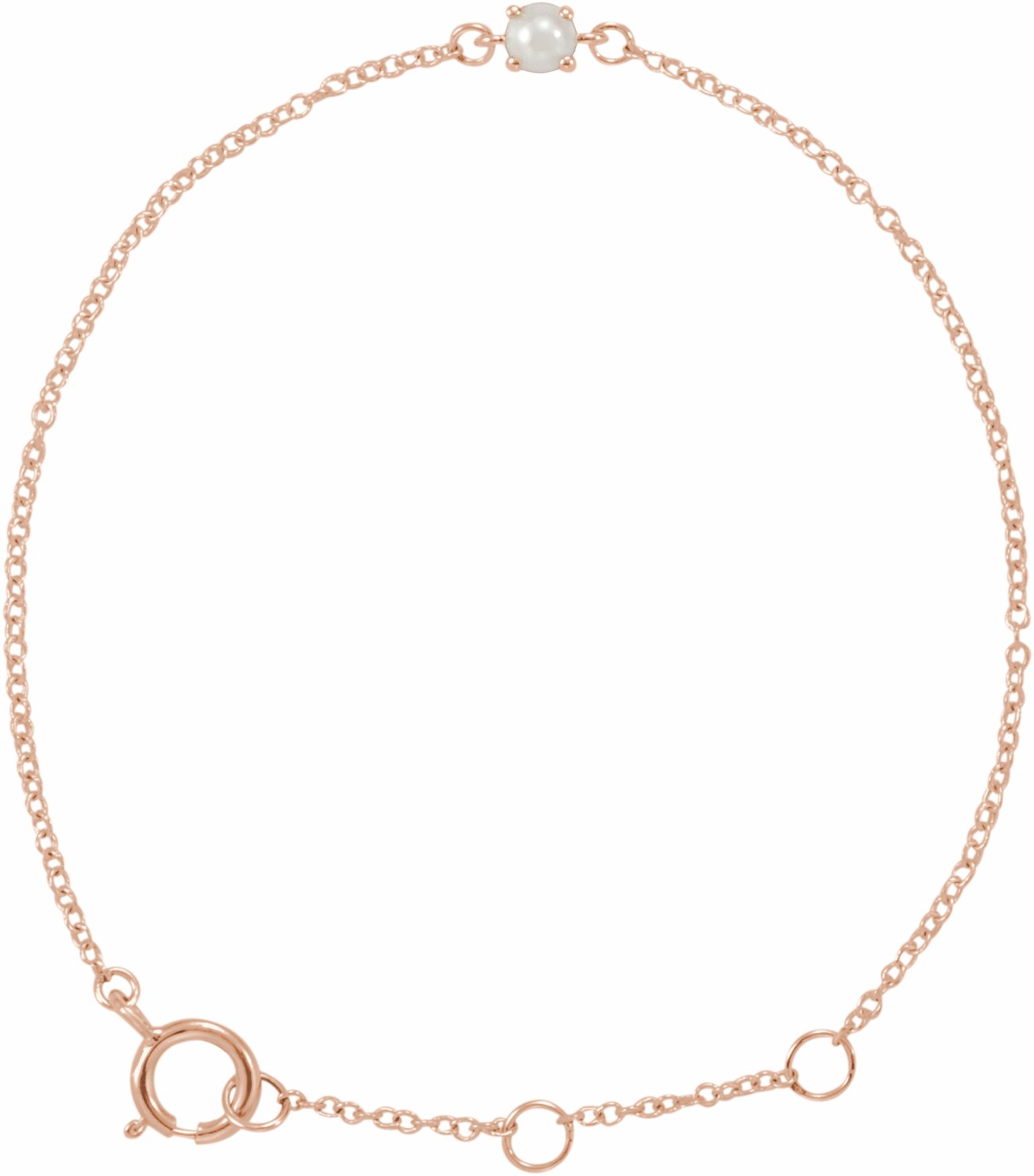 14K Rose Cultured Freshwater Pearl Youth Birthstone 4 1/2-5 1/2 Bracelet