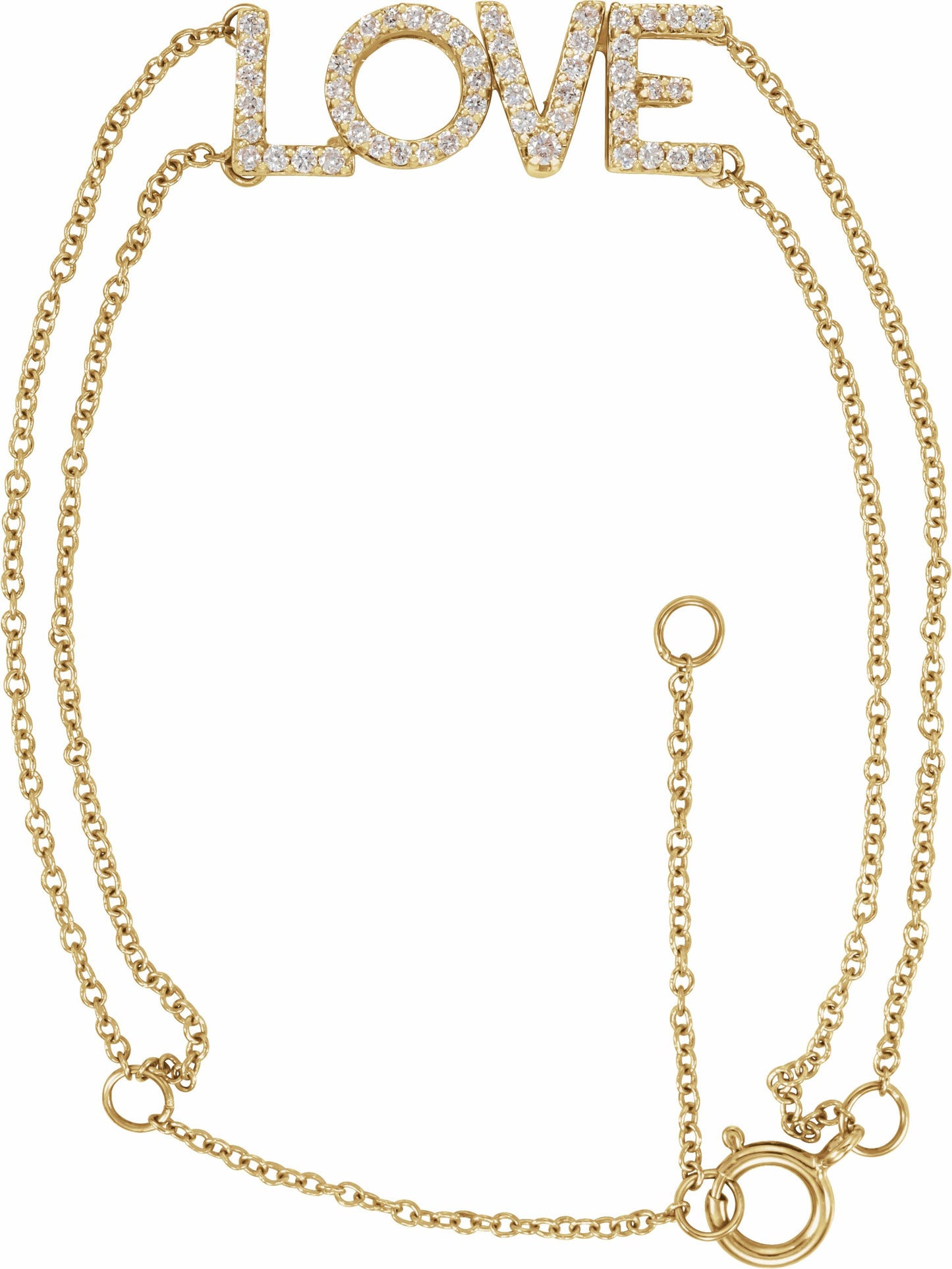 14K Yellow 1/4 Diamond Love 5-7 Bracelet