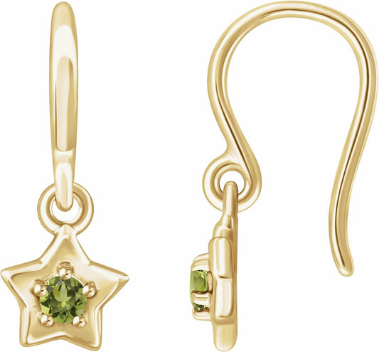 14K Yellow 3 mm Round August Youth Star Birthstone Earrings