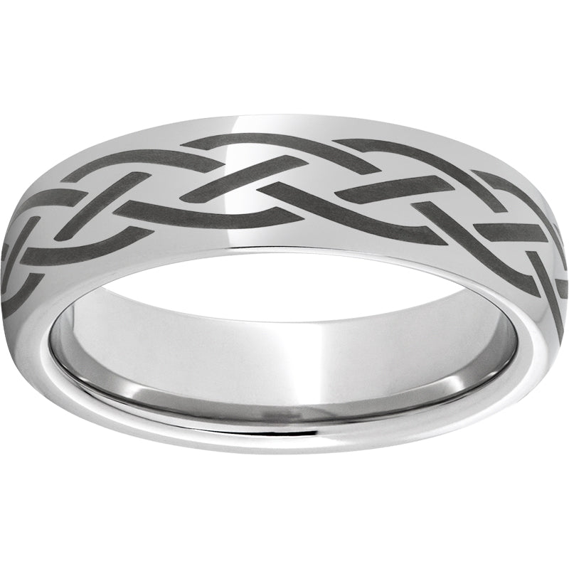 Serinium Domed Band with a Braid Laser Engraving