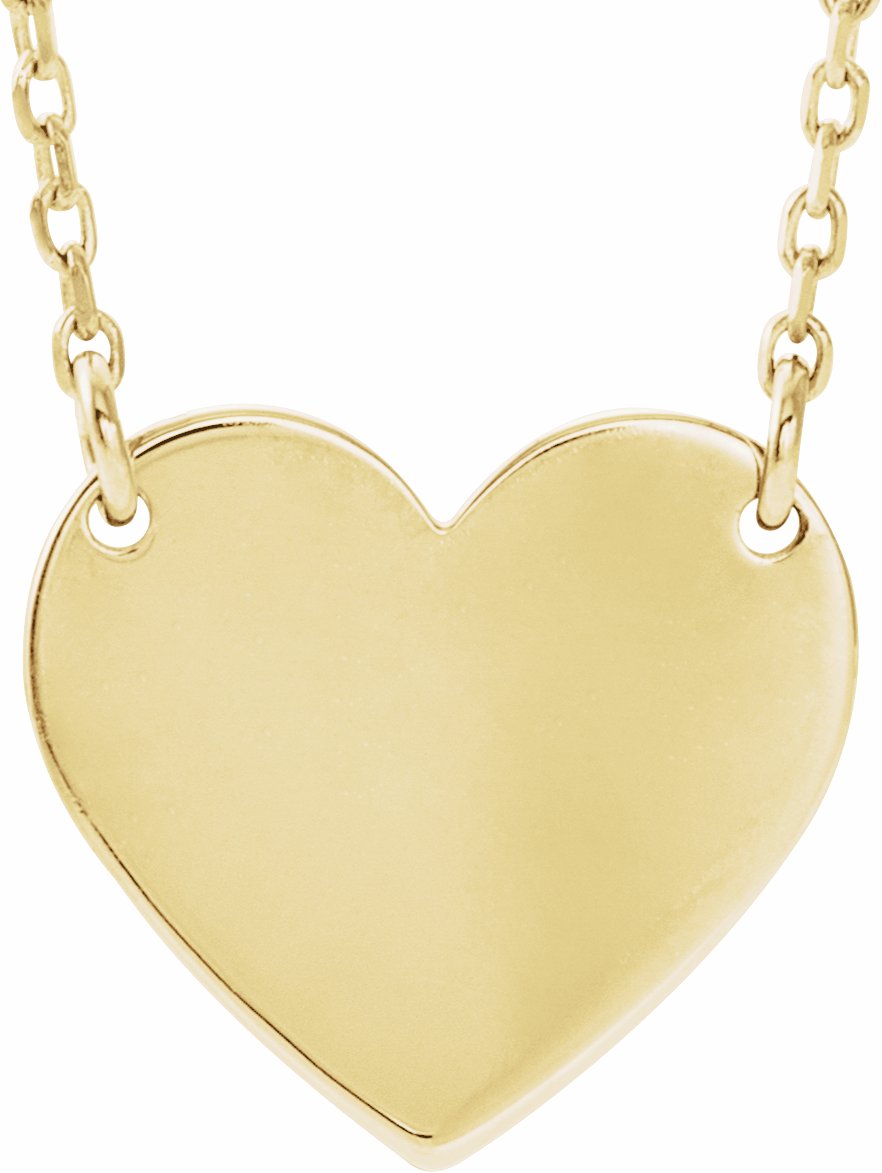 14K Yellow Engravable 12x11 mm  Heart 16-18 Necklace