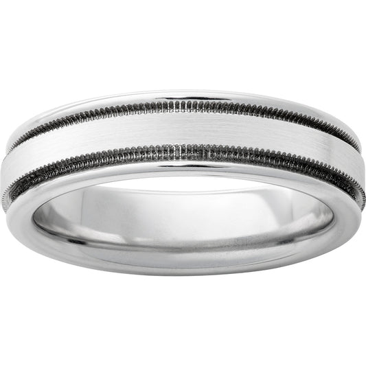 Serinium Flat Band with Milgrain Texture and Satin Finish