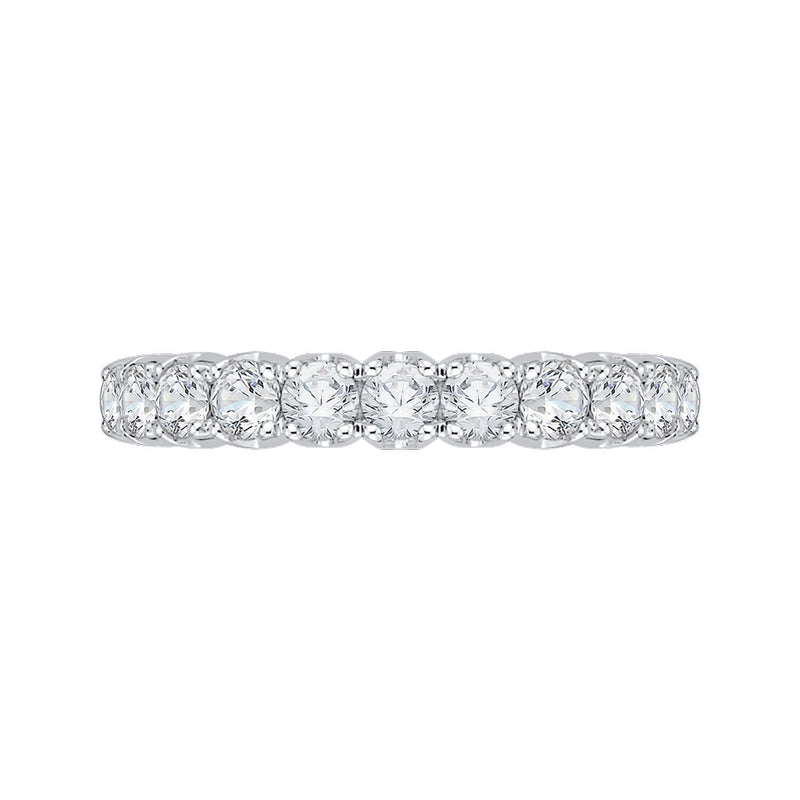 Shah Luxury 14K White Gold Round Diamond Euro Shank Wedding Band