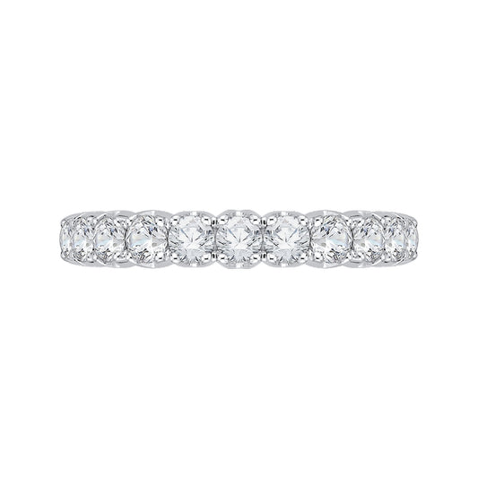 Shah Luxury 14K White Gold Round Diamond Euro Shank Wedding Band