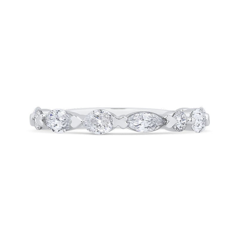 Shah Luxury 14K White Gold Diamond Contour Band