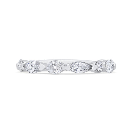 Shah Luxury 14K White Gold Diamond Contour Band