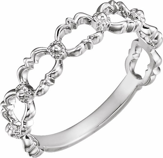14K White Stackable Bead Ring