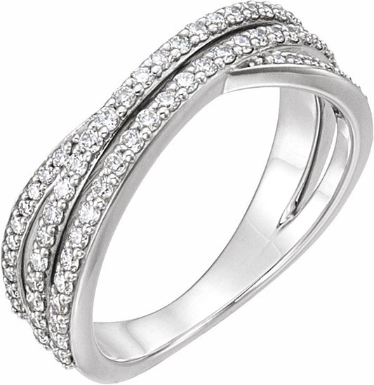 14K White 1/2 CTW Diamond Criss-Cross Ring