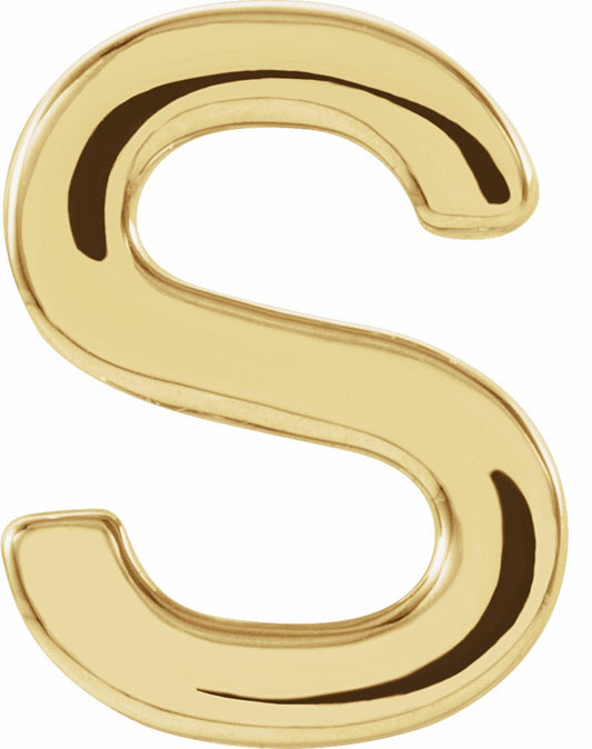 14K Yellow Single Initial S Earring