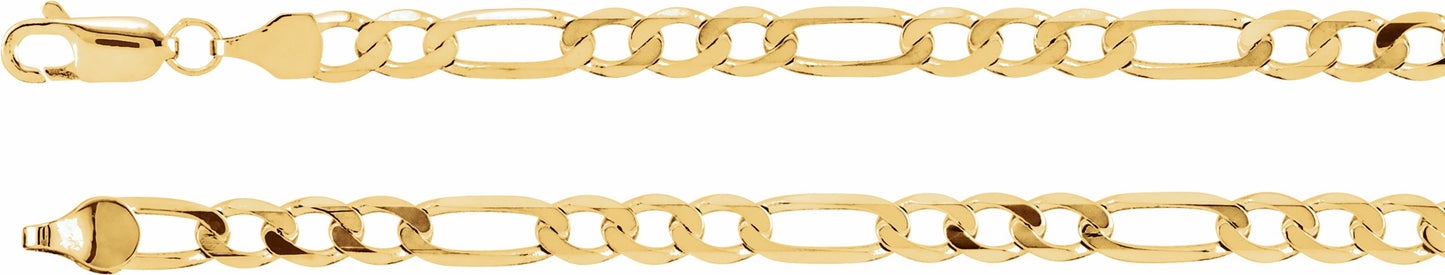 14K Yellow 5 mm Solid Figaro 7 Chain