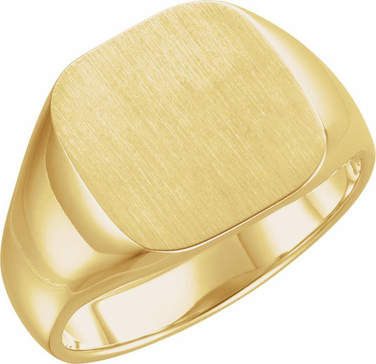 10K Yellow 14x14 mm Square Signet Ring