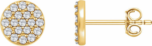 14K Yellow 1/3 CTW Diamond Cluster Earrings