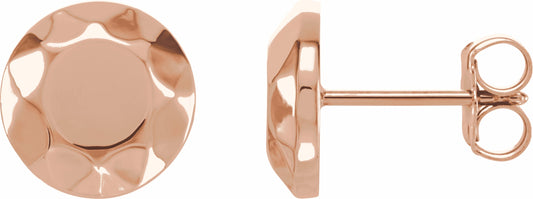 14K Rose Faceted Design Circle Earrings
