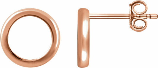 14K Rose Circle Earrings