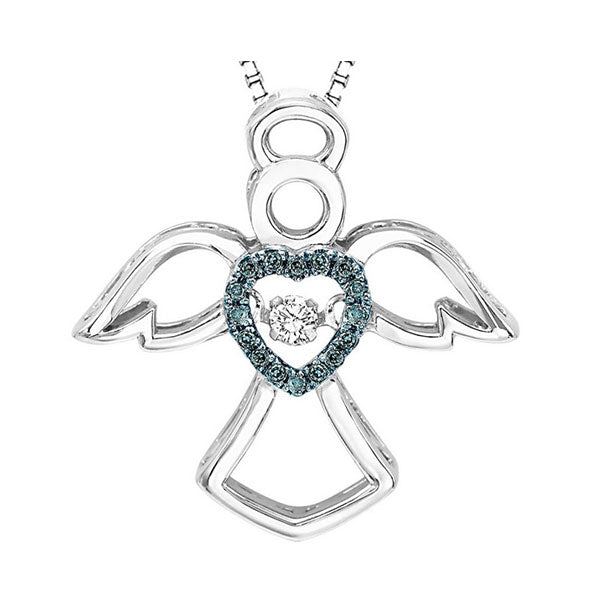 Gems One Silver Diamond (1/10Ctw) & Sapphire Pendant
