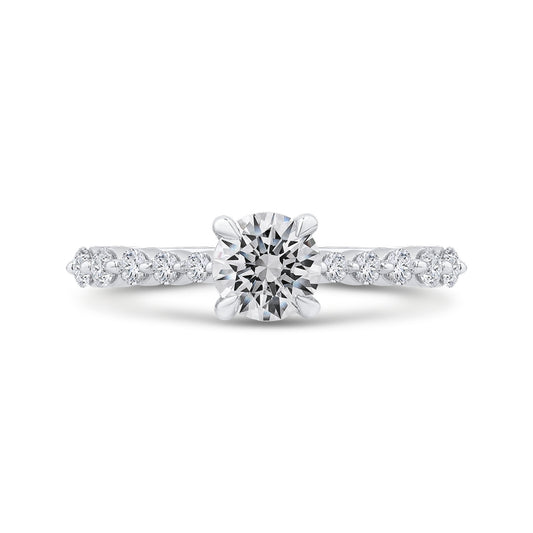 Shah Luxury 14K White Gold Round Cut Diamond 1/2 Run Engagement Ring (Semi-Mount)