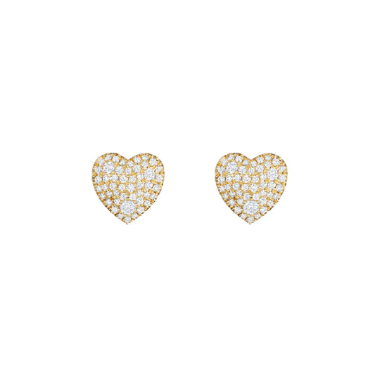 Henri Daussi 18k Yellow Gold Diamond Stud Earrings