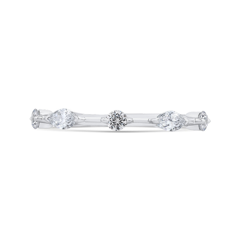 Shah Luxury 14K White Gold Diamond Contour Band