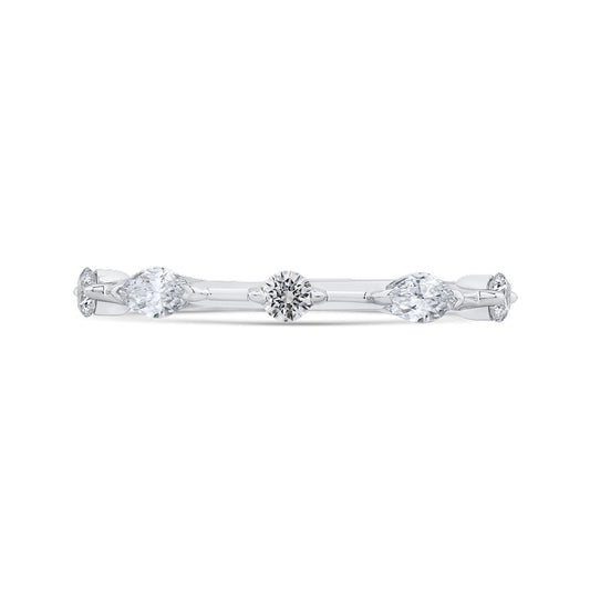 Shah Luxury 14K White Gold Diamond Contour Band