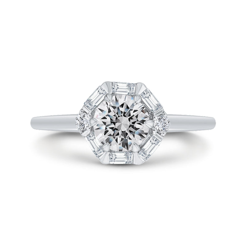 Shah Luxury 14K White Gold Round Diamond Halo Engagement Ring (Semi-Mount)