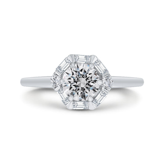 Shah Luxury 14K White Gold Round Diamond Halo Engagement Ring (Semi-Mount)