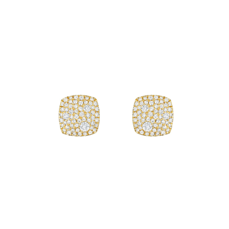 Henri Daussi 18k Yellow Gold Diamond Stud Earrings