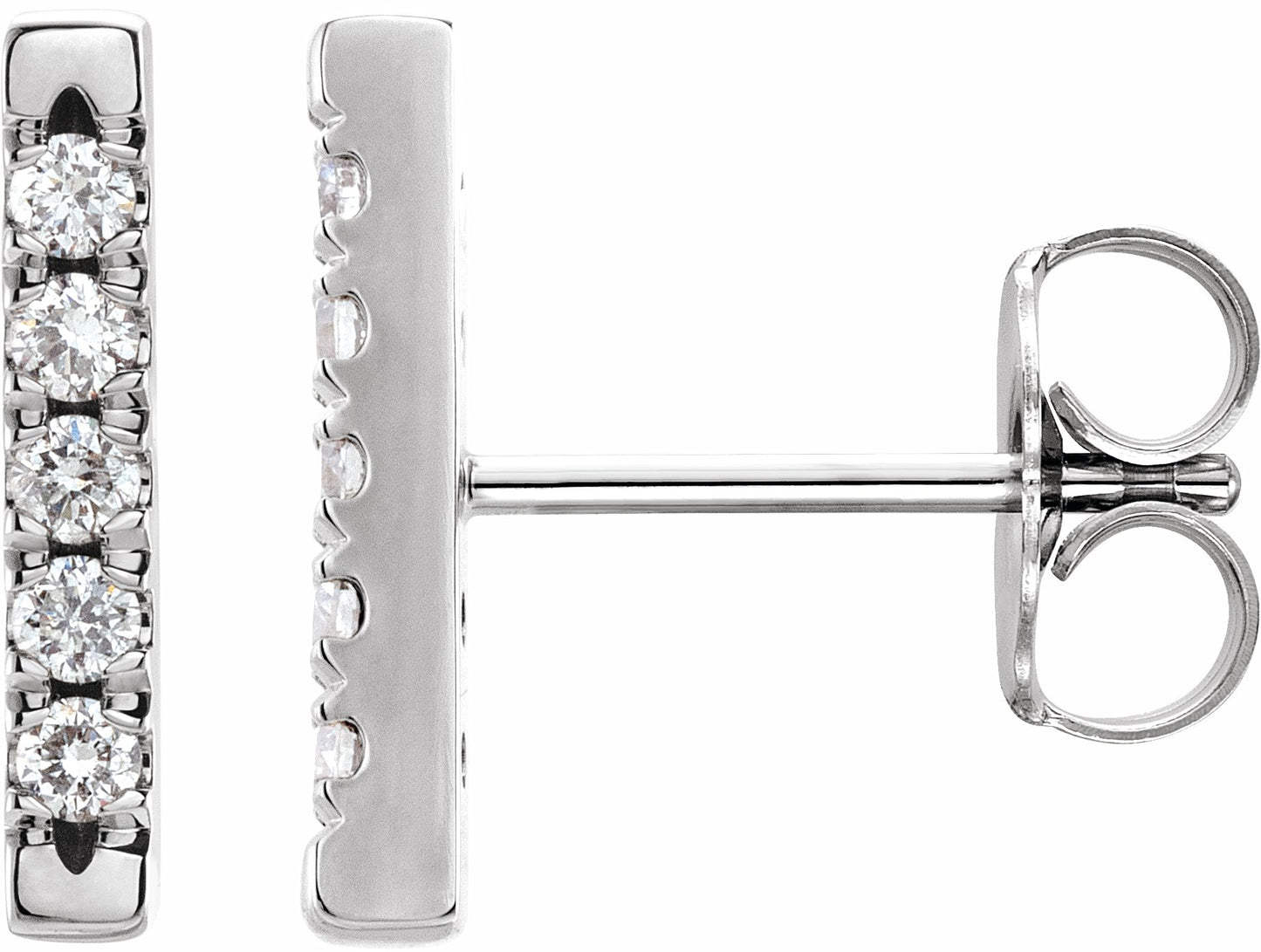 Platinum 1/8 CTW Diamond French-Set Bar Earrings